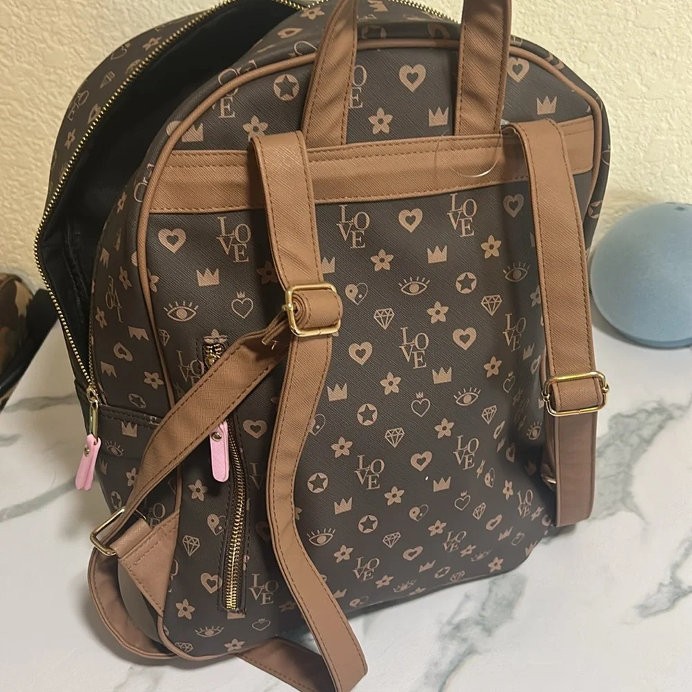 Claire's Brown and Pink Backpack with Structured Design